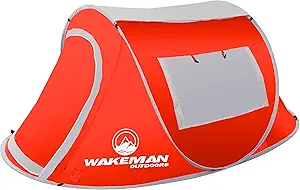 Pop-up Tent 2 Person Collection, Water Resistant Barrel Style Tent for Camping with Rain Fly and Carry Bag, Sunchaser 2-Person Tent by Wakeman Outdoors