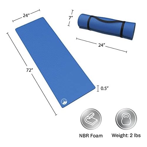  Wakeman Lightweight Foam Sleep Pad- 0.50” Thick Mat Collection for Camping, Cots, Tents, Backpacking & Yoga- Non-Slip, Waterproof & Carry Handle Outdoors