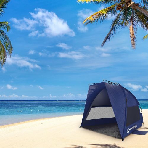  Pop Up Beach Tent- Sun Shelter for Shade with UV Protection, Water and Wind Resistant, Instant Set Up and Carry Bag by Wakeman Outdoors (Blue)
