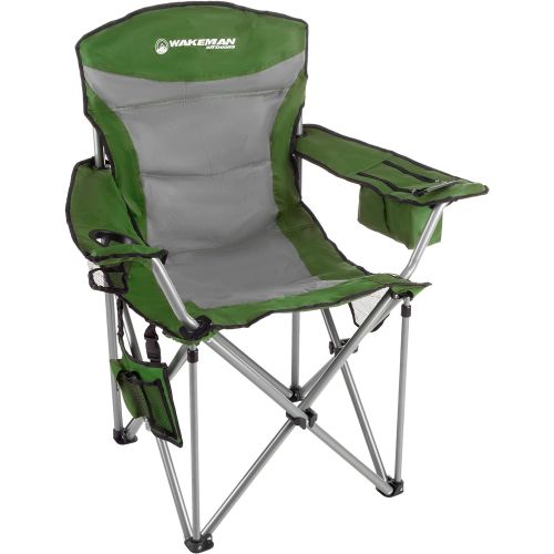  Heavy Duty Camp Chair-850lb High Weight Capacity Big Tall Quad Seat-Cup Holder, Cooler, Carrying Bag-Tailgating, Camping, Fishing by Wakeman Outdoors