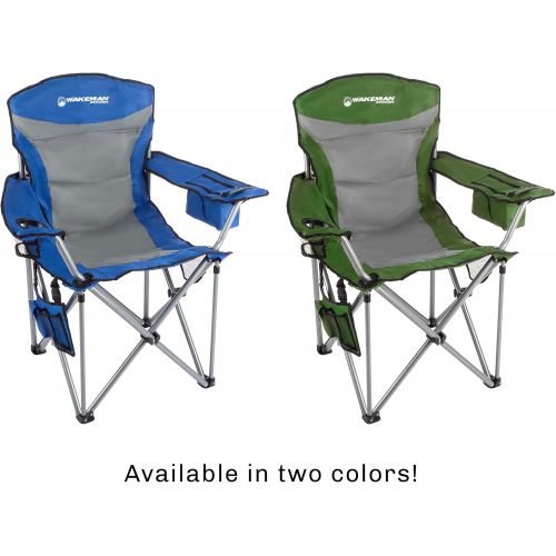  Heavy Duty Camp Chair-850lb High Weight Capacity Big Tall Quad Seat-Cup Holder, Cooler, Carrying Bag-Tailgating, Camping, Fishing by Wakeman Outdoors