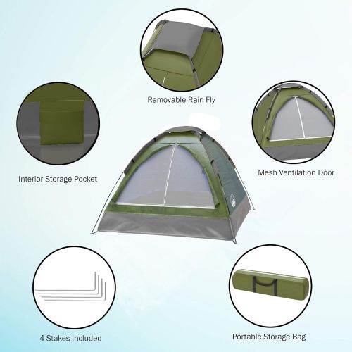  2 Person Dome Tent - Rain Fly & Carry Bag - Easy Set Up-Great for Camping, Backpacking, Hiking & Outdoor Music Festivals by Wakeman Outdoors (Green)