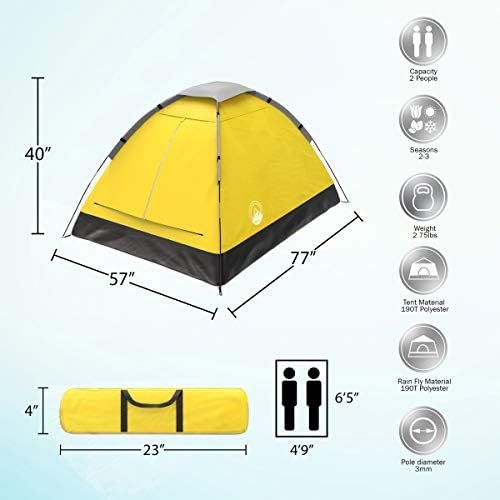  2-Person Dome Tent- Rain Fly & Carry Bag- Easy Set Up-Great for Camping, Backpacking, Hiking & Outdoor Music Festivals by Wakeman Outdoors