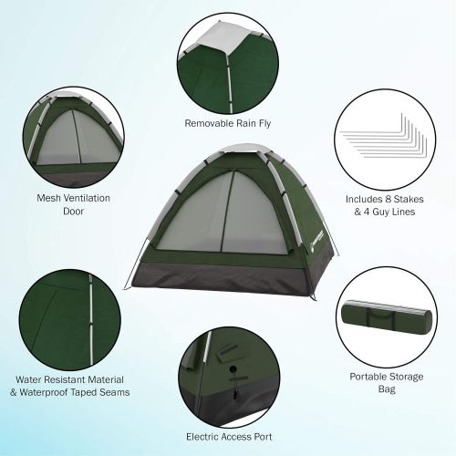  2-Person Dome Tent Collection - Water Resistant, Removable Rain Fly & Carry Bag- Easy Set Up-Great for Camping, Hiking & Backpacking by Wakeman Outdoors