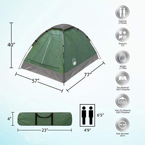  2-Person Camping Tent ? Includes Rain Fly and Carrying Bag ? Lightweight Outdoor Tent for Backpacking, Hiking, or Beach by Wakeman Outdoors