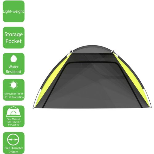  Beach Tent- Sun Shelter for Shade with UV Protection, Water and Wind Resistant, Easy Set Up and Carry Bag by Wakeman Outdoors Yellow, 55.5” (H) x 107” (W) x 43.5” (D)