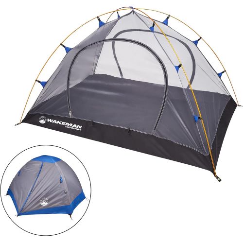  2-Person Backpacking Tent- Waterproof Floor & Rain Fly, Taped Seams & Carry Bag- Lightweight for Backcountry Camping & Hiking by Wakeman Outdoors