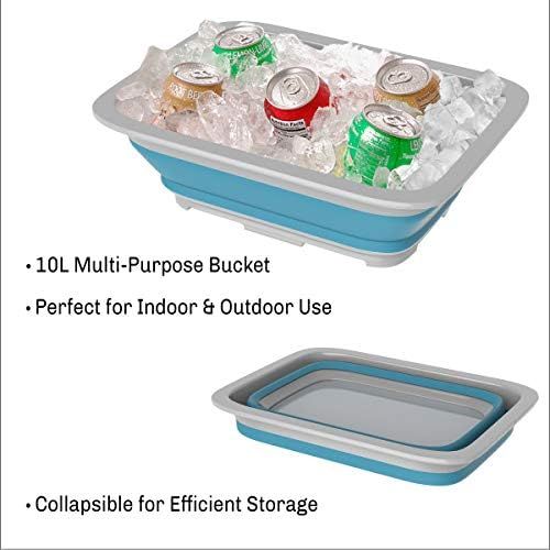  [아마존베스트]Wakeman Outdoors Collapsible Multiuse Wash Bin- Portable Wash Basin/Dish Tub/Ice Bucket with 10 L Capacity for Camping, Tailgating, More