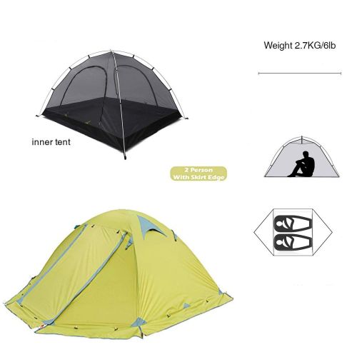  Wakeman TIC-TEC Camping Tent 2-Person Waterproof 3-4 Season Backpacking Tent with Skirt Edge,Dome Party Ultralight Tent for Camping,Lightweight Quick Shelter Large Space,Camping,Hiking