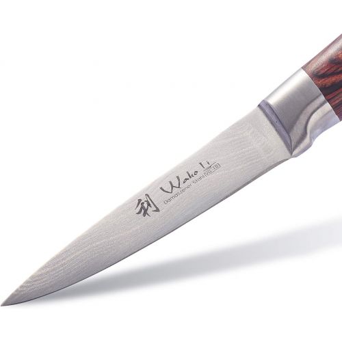 Wakoli Edib Damastmesser - sehr hochwertiges Profi Messer mit Ahornholz Griff mit Damast Klinge, Damastmesser Officemesser, Damastkuechenmesser