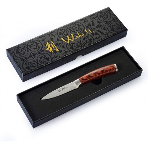 Wakoli Edib Damastmesser - sehr hochwertiges Profi Messer mit Ahornholz Griff mit Damast Klinge, Damastmesser Officemesser, Damastkuechenmesser