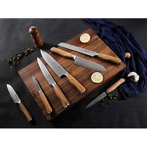  [아마존베스트]Wakoli Olive Damascus Knife  Very High Quality Professional Knife with Olive Wood Handle with Damask Blade, Damascus Meat Knife, Ham Knife, Damascus Kitchen Knife