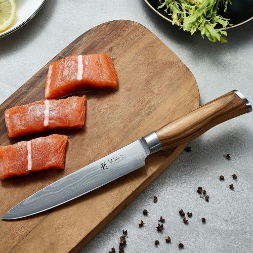  [아마존베스트]Wakoli Olive Damascus Knife  Very High Quality Professional Knife with Olive Wood Handle with Damask Blade, Damascus Meat Knife, Ham Knife, Damascus Kitchen Knife