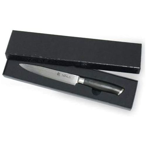  [아마존베스트]Wakoli Mikata Damascus Knife Meat Knife 18 cm Blade Extremely Sharp 67 Layers I Damask Kitchen Knife and Professional Chefs Knife Made of Real Japanese Damascus Steel with Mikata H