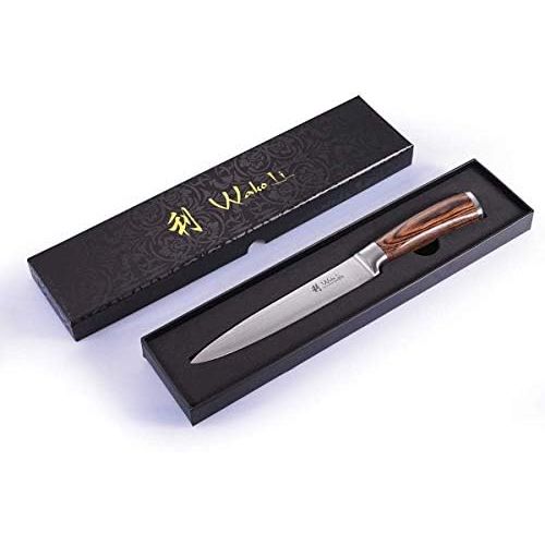  [아마존베스트]Wakoli EDIB Damascus Knife Meat Knife 18 cm Blade Extremely Sharp 67 Layers I Sharp Damask Kitchen Knife and Professional Chefs Knife Made of Real Damascus Steel with Pakka Wood Ha