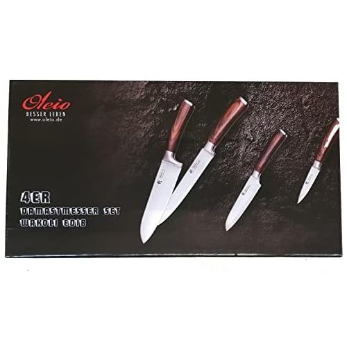  [아마존베스트]Wakoli 4er Damastmesser-Set mit Holzbox - Klingenlangen von 8,50 cm bis 18,00 cm VG-10, sehr hochwertiges Damast Kuechenmesser Set, japanische Damaszener Kochmesser mit Pakkaholzgri