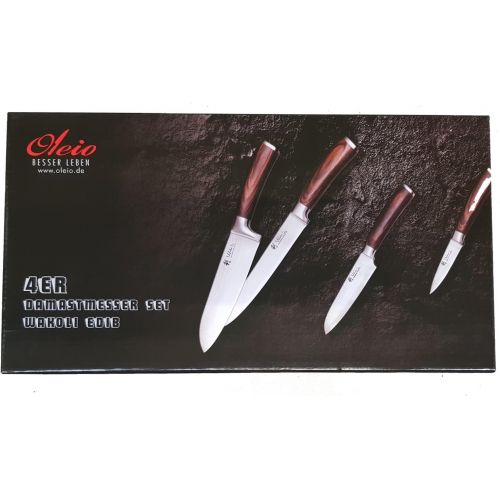  [아마존베스트]Wakoli 4er Damastmesser-Set mit Holzbox - Klingenlangen von 8,50 cm bis 18,00 cm VG-10, sehr hochwertiges Damast Kuechenmesser Set, japanische Damaszener Kochmesser mit Pakkaholzgri