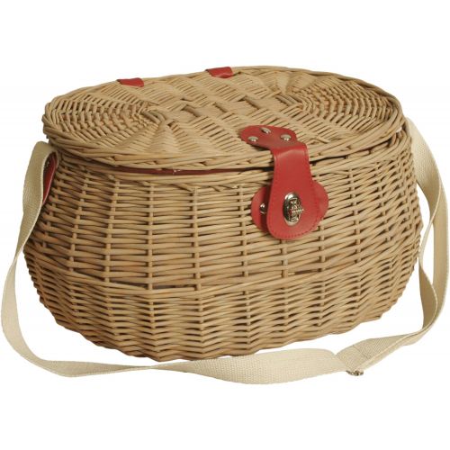  Wald Imports 4098 Willow Picnic Basket with Red Plaid Fabric