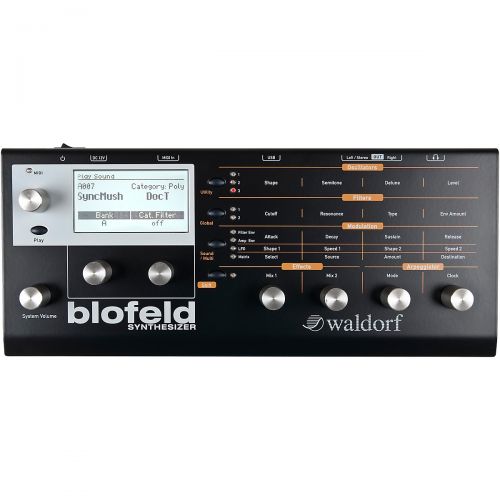  Waldorf},description:The engine inside the heavy-duty  metal chassis of the Blofeld delivers the fat and rich sound so many Waldorf users love when they play their Pulse, Q, Q