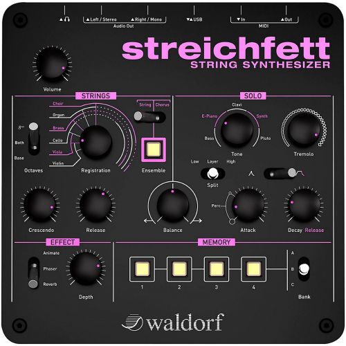  Waldorf},description:Streichfett is an ultra compact desktop synthesizer that combines the best qualities of some of the most legendary String Synthesizers of the 70s and early 80s