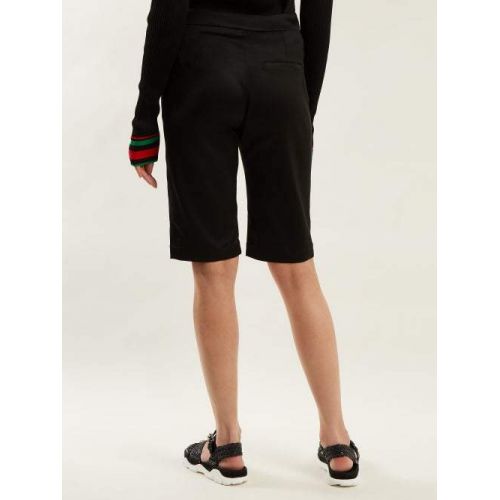  Wales Bonner High Rise Tailored Satin Shorts - Womens - Black