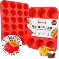 Walfos Silicone Muffin Pan Set - Regular 12 Cups Silicone Muffin Pan and Mini 24 Cups Cupcake Pan - BPA Free and Dishwasher Safe, Great for Making Muffin Cakes, Tart, Bread