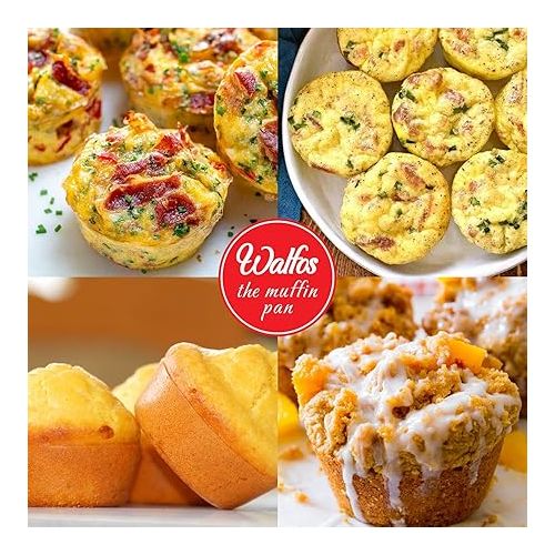  Walfos Silicone Muffin Pan - 6 Cup Non-Stick Silicone Cupcake Pan, Just PoP Out! Food Grade and BPA Free Baking Cups, Perfect for Egg Muffin, Cupcake, Dishwasher Safe (2 Pack Muffin Pan)