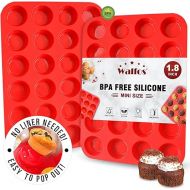 Walfos Silicone Cupcake Pan Set, 2-Piece Mini 24 Cups Muffin Baking Pan, BPA Free and Dishwasher Safe, Non-stick , Great for Making Muffin Cakes, Fat Bombs