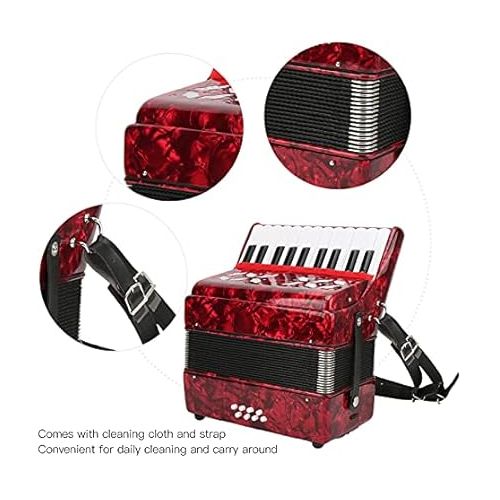  IRIN 22?Key 8 Bass Accordion Piano Accordion Professional Educational Musical Instrument with Retractable Strap for Beginners Students 12.4 x 11.6 x 5.7in