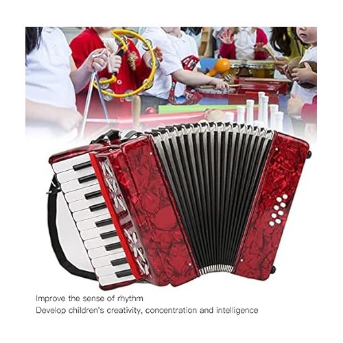  IRIN 22?Key 8 Bass Accordion Piano Accordion Professional Educational Musical Instrument with Retractable Strap for Beginners Students 12.4 x 11.6 x 5.7in