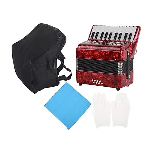  IRIN 22?Key 8 Bass Accordion Piano Accordion Professional Educational Musical Instrument with Retractable Strap for Beginners Students 12.4 x 11.6 x 5.7in