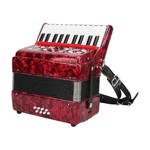  IRIN 22?Key 8 Bass Accordion Piano Accordion Professional Educational Musical Instrument with Retractable Strap for Beginners Students 12.4 x 11.6 x 5.7in