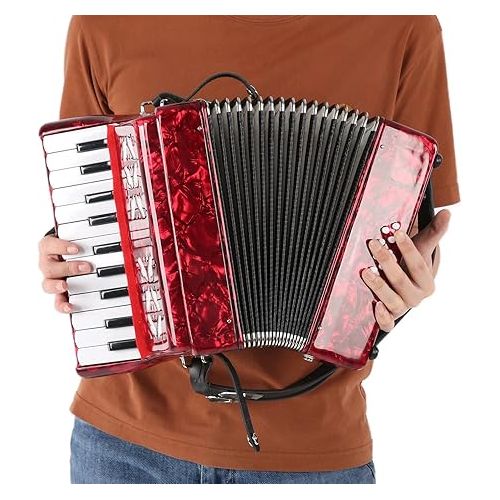  IRIN 22?Key 8 Bass Accordion Piano Accordion Professional Educational Musical Instrument with Retractable Strap for Beginners Students 12.4 x 11.6 x 5.7in