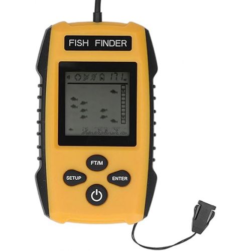  Portable Fish Finder with Sonar Sensor LCD Display 200kHz Ultrasonic Underwater Fish Finder Fish Location Water Depth Finder for Sea Fishing Offshore Ice Fishing