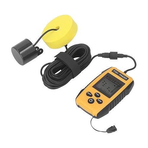  Portable Fish Finder with Sonar Sensor LCD Display 200kHz Ultrasonic Underwater Fish Finder Fish Location Water Depth Finder for Sea Fishing Offshore Ice Fishing