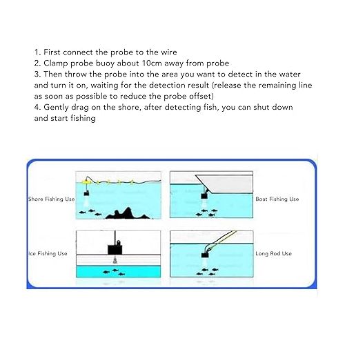  Portable Fish Finder with Sonar Sensor LCD Display 200kHz Ultrasonic Underwater Fish Finder Fish Location Water Depth Finder for Sea Fishing Offshore Ice Fishing