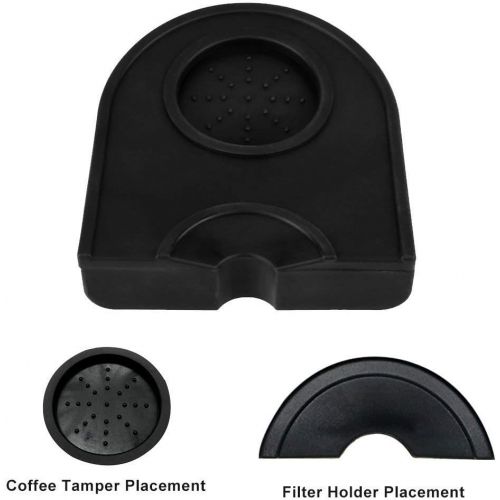  Walfront Coffee Tamp Mat Silicone Coffee Tamper Mat Tamping Pad Black Multi-function Espresso Silicone Mat Anti-skid Espresso Corner Tamping Mat Pad