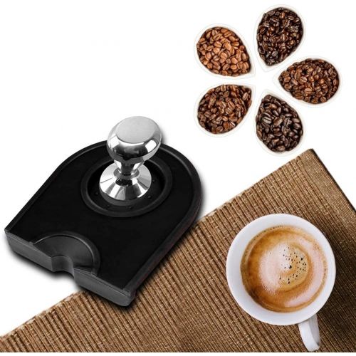  Walfront Coffee Tamp Mat, Silicone Coffee Tamper Mat Black Multi-function Espresso Silicone Mat Anti-skid Espresso Tamper Mat, Corner Tamping Mat Pad