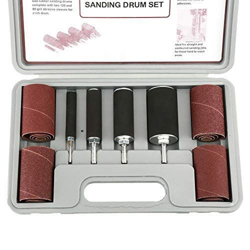  [아마존베스트]Walfront 20pcs Spindle Sanding Drum Sander Tool Kit Set Rubber drums+Sanding sleeves with Case for Drill Press