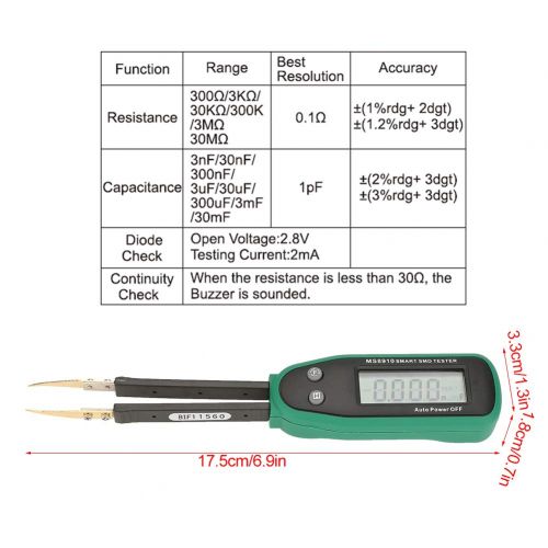  [아마존베스트]Wal front Resistance Tester Resistance Capacitance Meter, MASTECH MS8910 Capacitance Meter Tester Smart Tweezers Resistance Capacitance Meter, LCR/ESR Meter