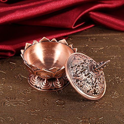  인센스스틱 Walfront Lotus Incense Burner 9 Holes Vintage Incense Burner Cover Lotus Flower Shaped Incense Holder for Stick and Cone Incense(Red Bronze)