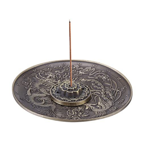  인센스스틱 Walfront Zinc Alloy Incense Stick Burner Holder Dragon Pattern Censer Plate for Bedroom Office,Fit for 1.8mm 2.5mm 3.5mm Incenser Sticks(Bronze)