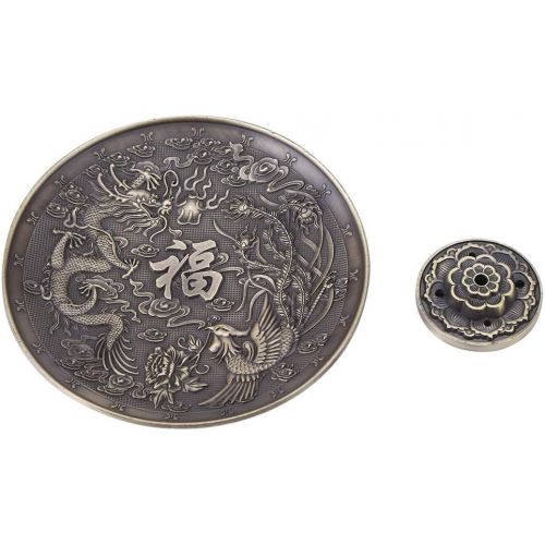  인센스스틱 Walfront Zinc Alloy Incense Stick Burner Holder Dragon Pattern Censer Plate for Bedroom Office,Fit for 1.8mm 2.5mm 3.5mm Incenser Sticks(Bronze)