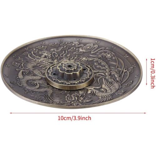  인센스스틱 Walfront Zinc Alloy Incense Stick Burner Holder Dragon Pattern Censer Plate for Bedroom Office,Fit for 1.8mm 2.5mm 3.5mm Incenser Sticks(Bronze)