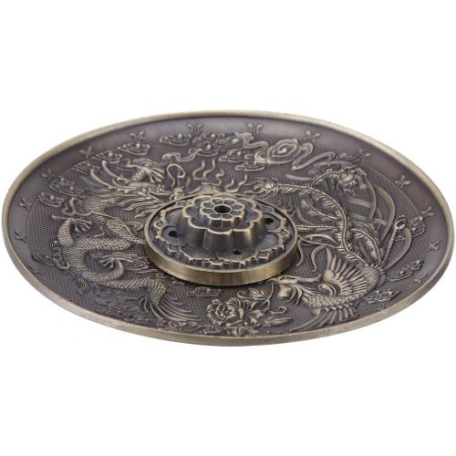  인센스스틱 Walfront Zinc Alloy Incense Stick Burner Holder Dragon Pattern Censer Plate for Bedroom Office,Fit for 1.8mm 2.5mm 3.5mm Incenser Sticks(Bronze)