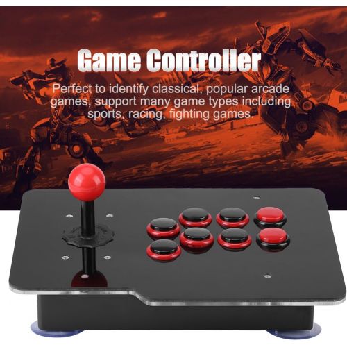  Walfront Arcade Game USB Stick Buttons Controller, 8 Directions Computer Arcade Game Control, Zero Delay Joystick Control Device for PC Win7 Win8 Win10, Black