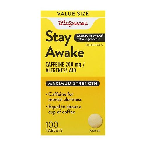 월그린 Walgreens Stay Awake Caffeine 200 mg Alertness Aid Tablets