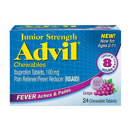 월그린 Walgreens Advil Junior Strength Fever ReducerPain Reliever Chewable Tablets Grape