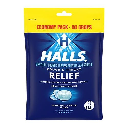 월그린 Walgreens Halls Mentho-Lyptus Cough Suppressant Drops, Economy Pack Menthol-Lyptus