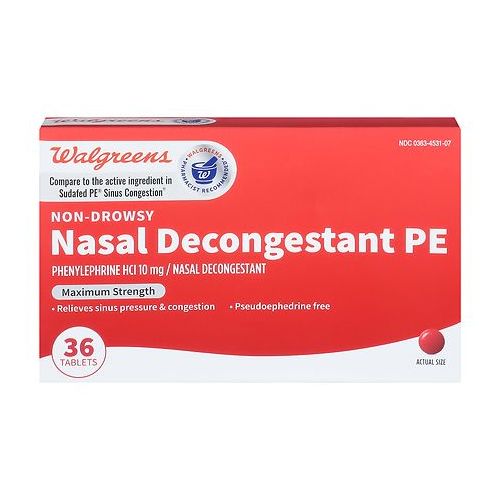 월그린 Walgreens Wal-Phed PE Nasal Decongestant Tablets